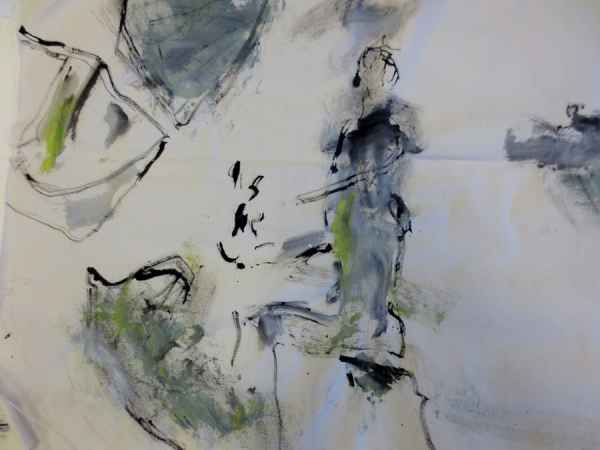 Backwaters II 2014 40x50 Tusche Acryl auf Leinwand